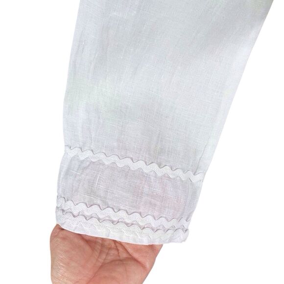 ANNE FONTAINE Charlette Blouse Size 40 6 8 White Linen 3/4 Sleeve Tie Back EUC - Picture 9 of 16